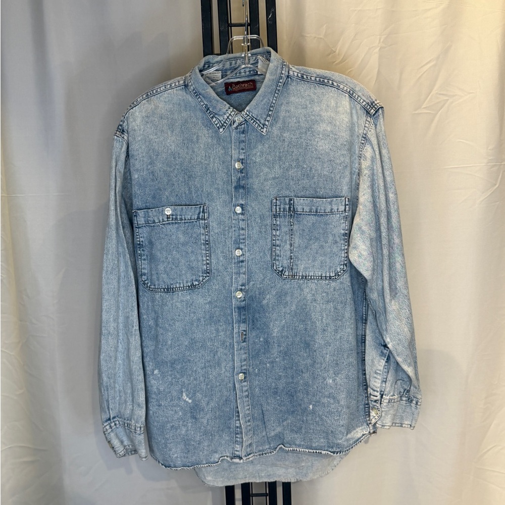Bachrach‎ Denim Blue Casual Button-Down Shirt (Vintage)